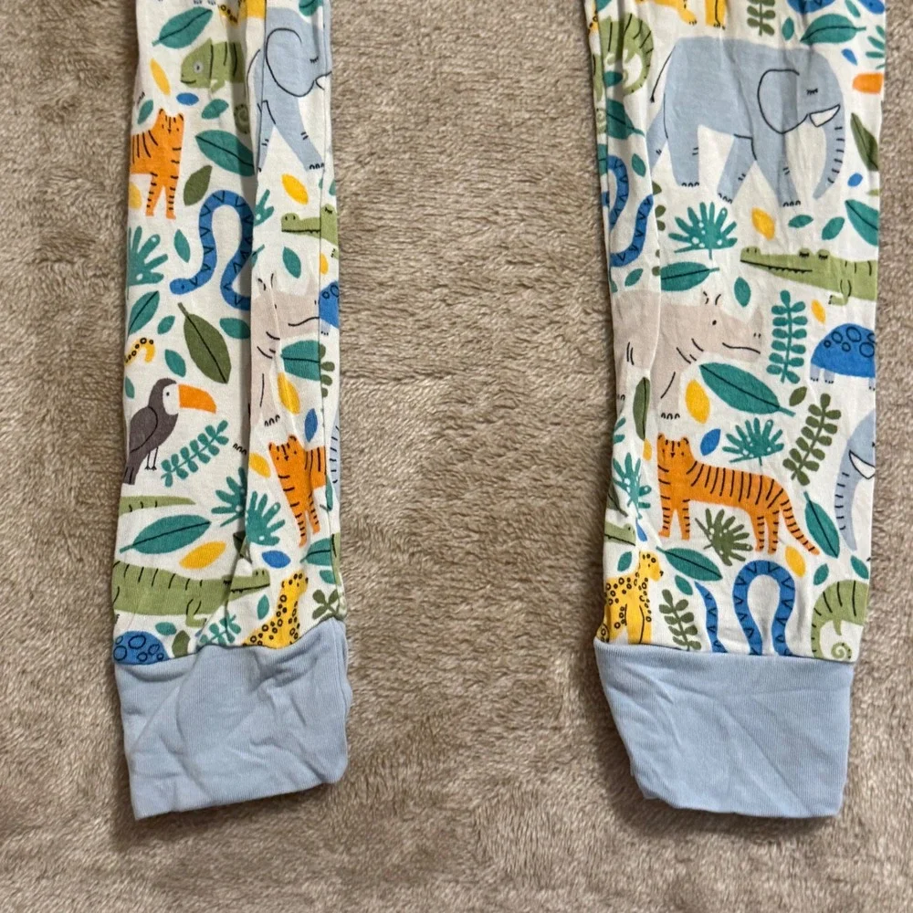 Little Sleepies Safari Bamboo Viscose Pajama Set 3T Blue Jungle Animal Print